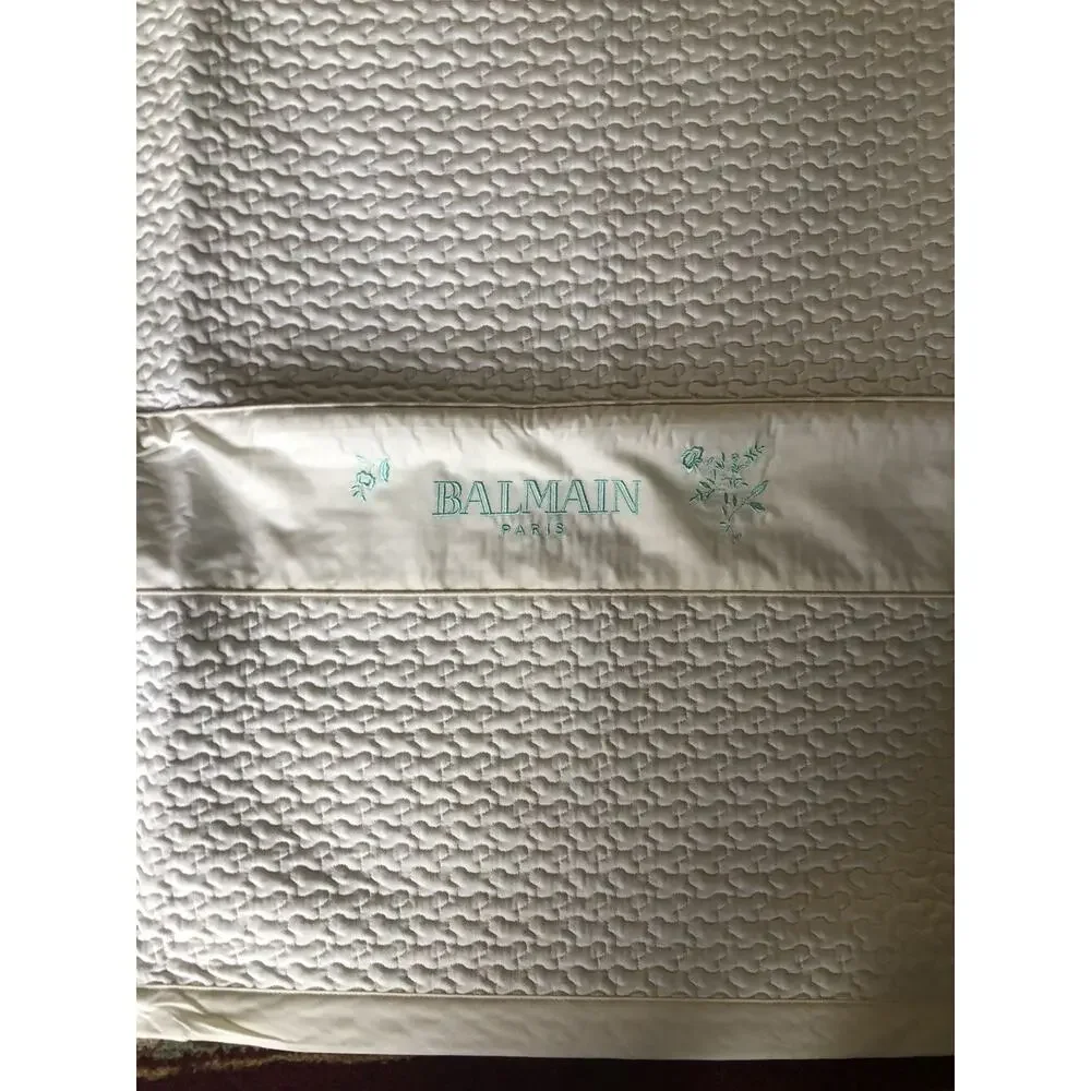 Vintage Balmain Paris Quilted Throw end of bed Blankets 58 x 80